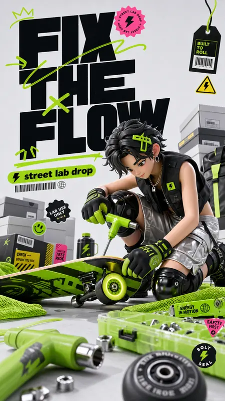 Acid Lime 3D Streetwear Type Poster Style