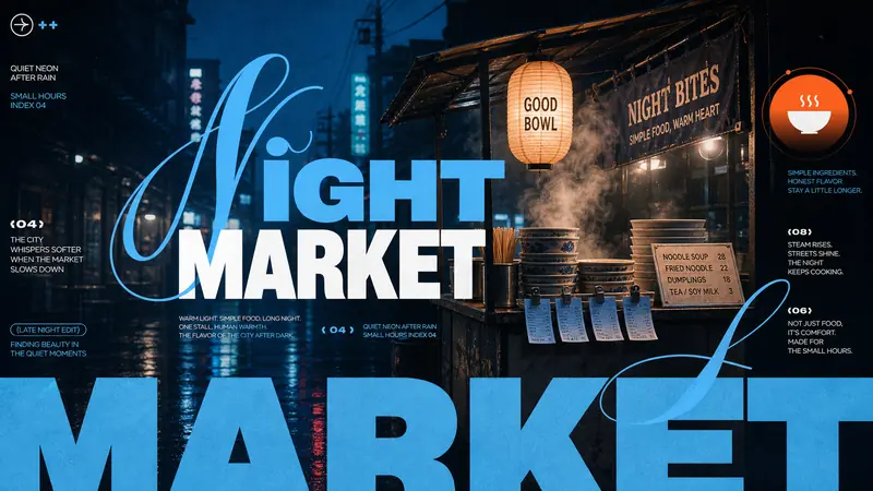 Dusk Cyan Layered Type Poster Style