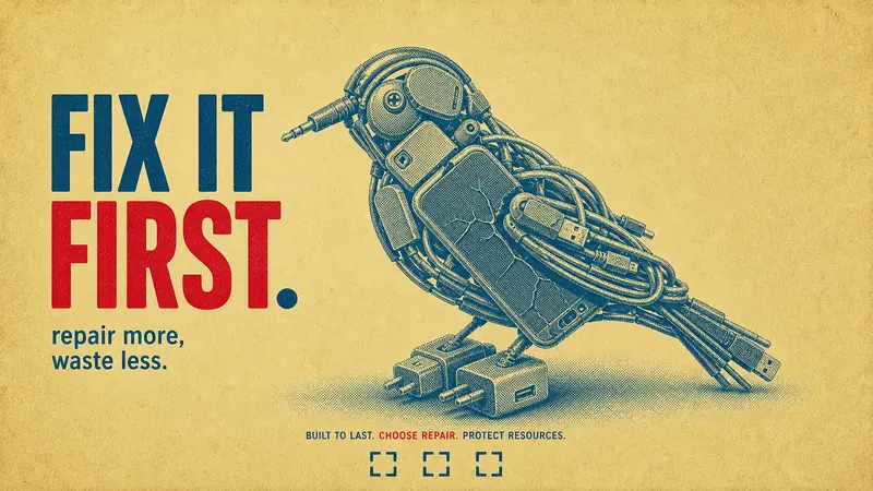Halftone Assemblage Metaphor PSA Poster Style