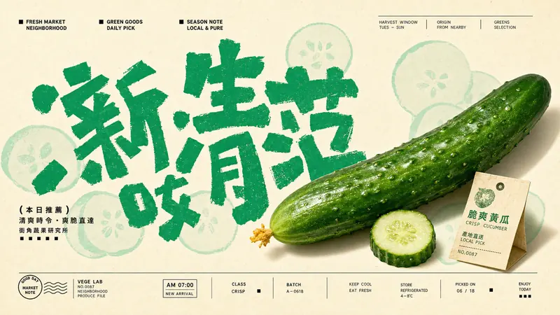 Jade Glyph Grocer Collage Poster Style