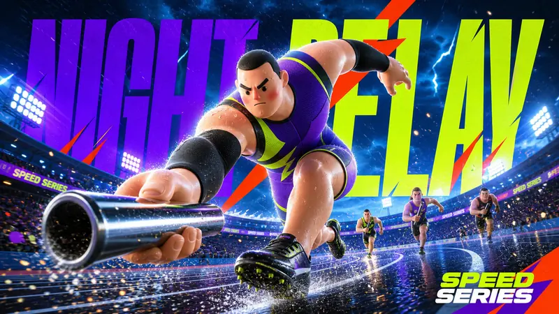 Neon Stadium 3D Hero Type Poster Style