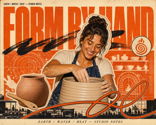 Burnt Orange Halftone Hero Collage