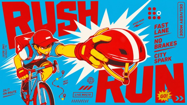 Cyan Red Shockwave Type Poster Style